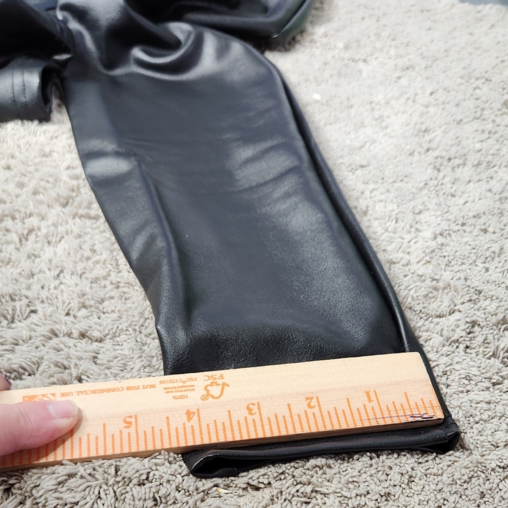 Women's High Waisted Faux Leather Leggings - A New Day Black S - Picture 10 of 13